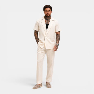Monvaline | Men's Short Sleeve Blazer & Trouser Set Regular Fit Formal