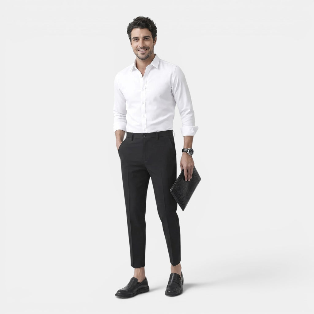 Monvaline | Men’s Stretch Trousers – Slim Fit Comfort Tailored Style