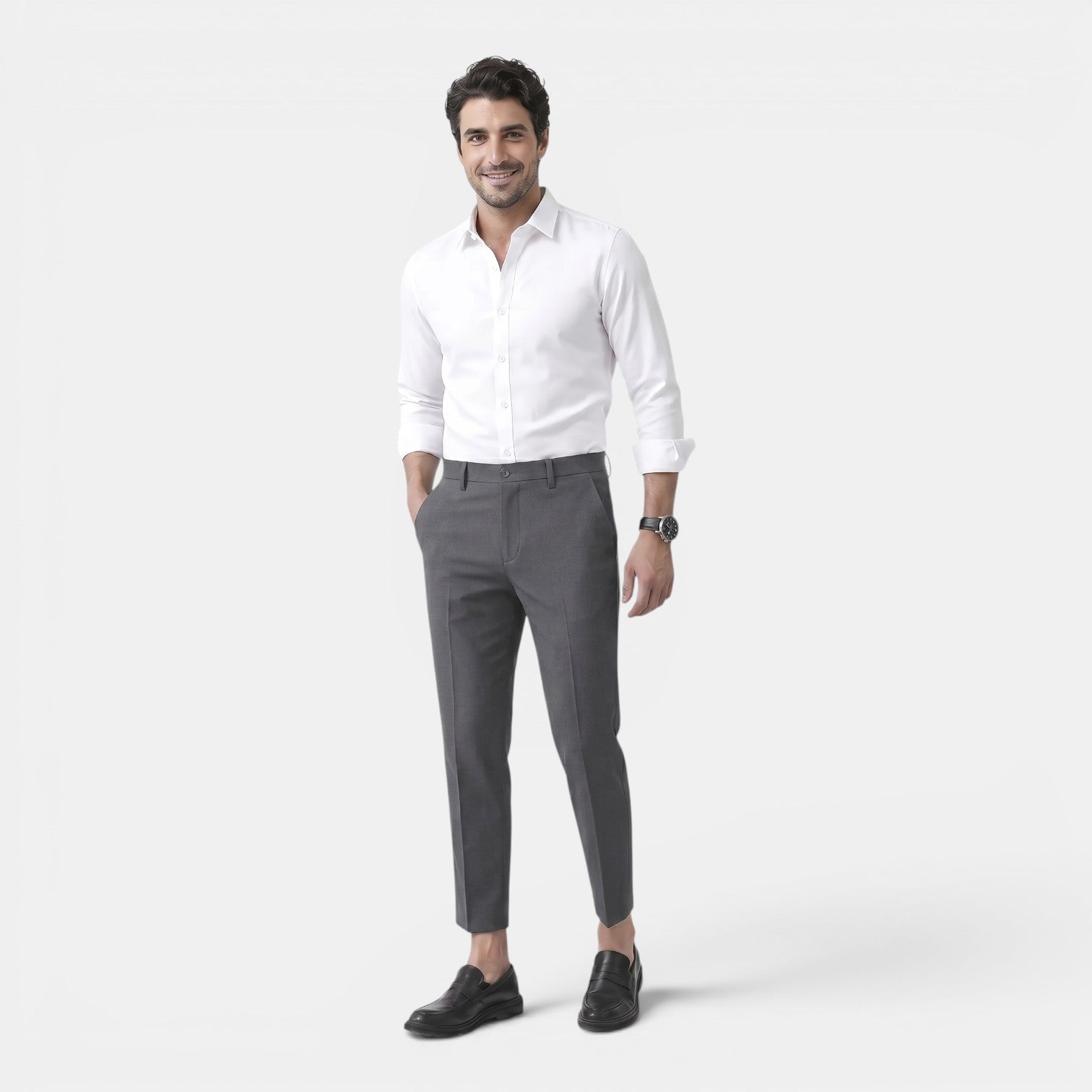Monvaline | Men’s Stretch Trousers – Slim Fit Comfort Tailored Style