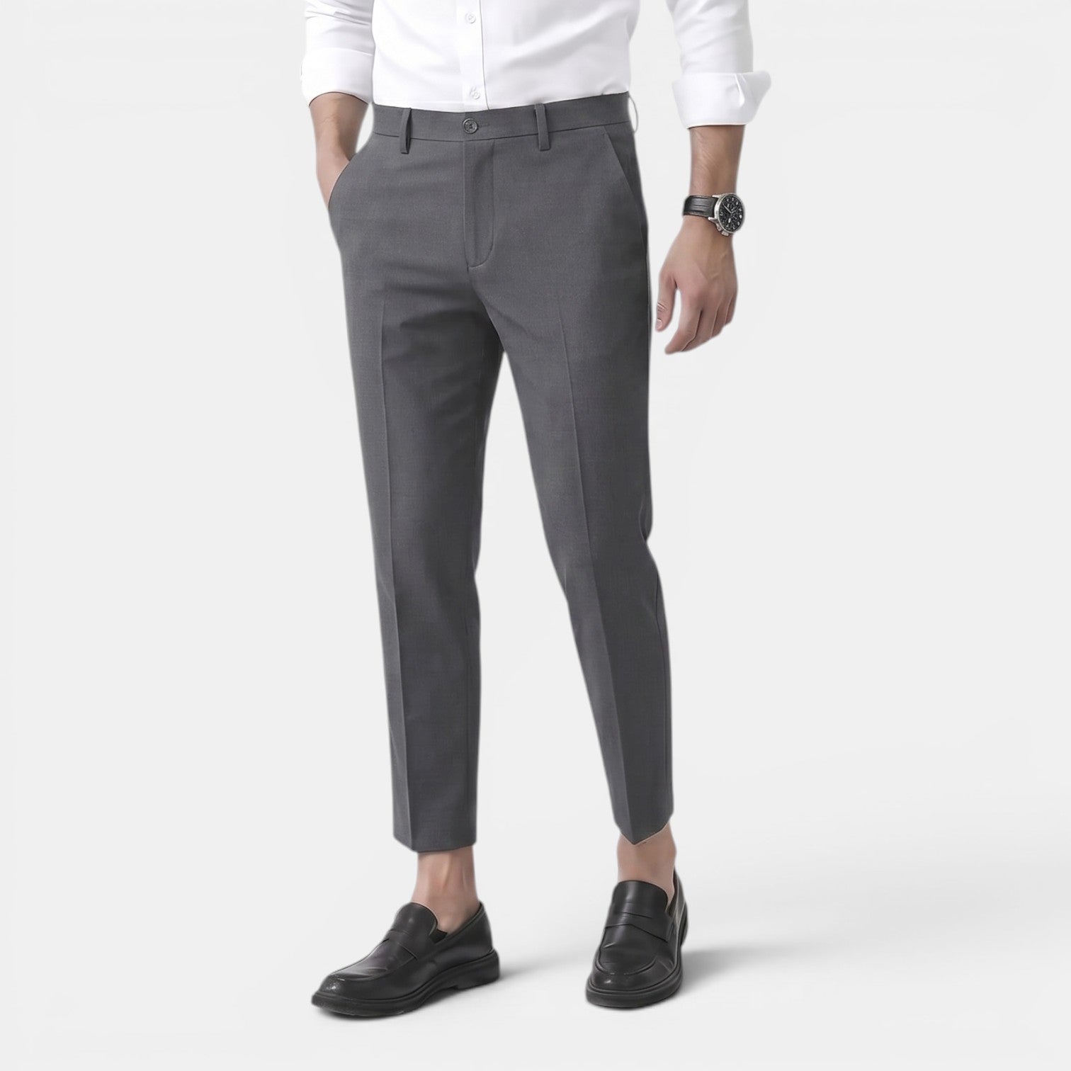 Monvaline | Men’s Stretch Trousers – Slim Fit Comfort Tailored Style