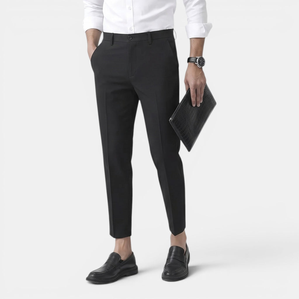 Monvaline | Men’s Stretch Trousers – Slim Fit Comfort Tailored Style