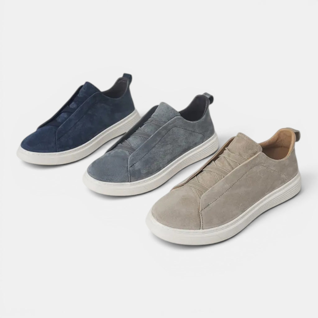 Monvaline | Men’s Suede Slip-On Shoes Easy Fit Casual Trainers