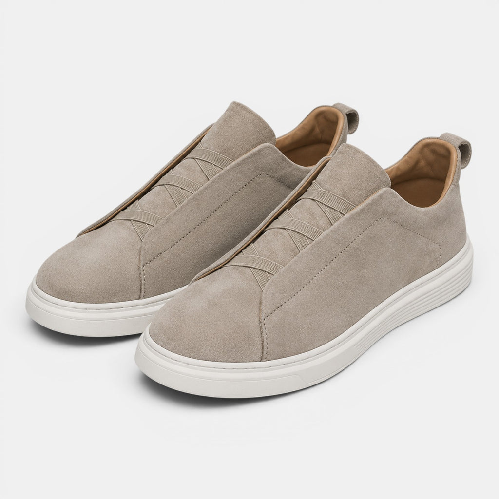 Monvaline | Men’s Suede Slip-On Shoes Easy Fit Casual Trainers