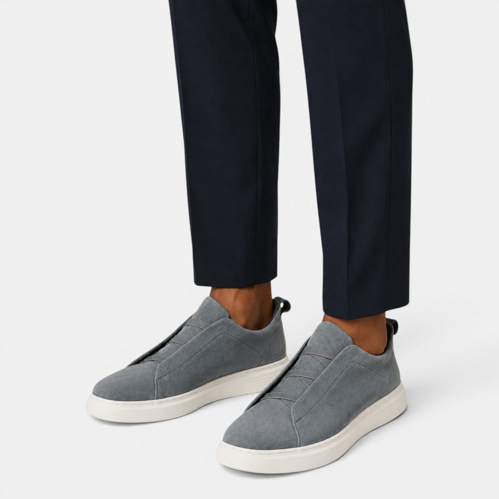 Monvaline | Men’s Suede Slip-On Shoes Easy Fit Casual Trainers