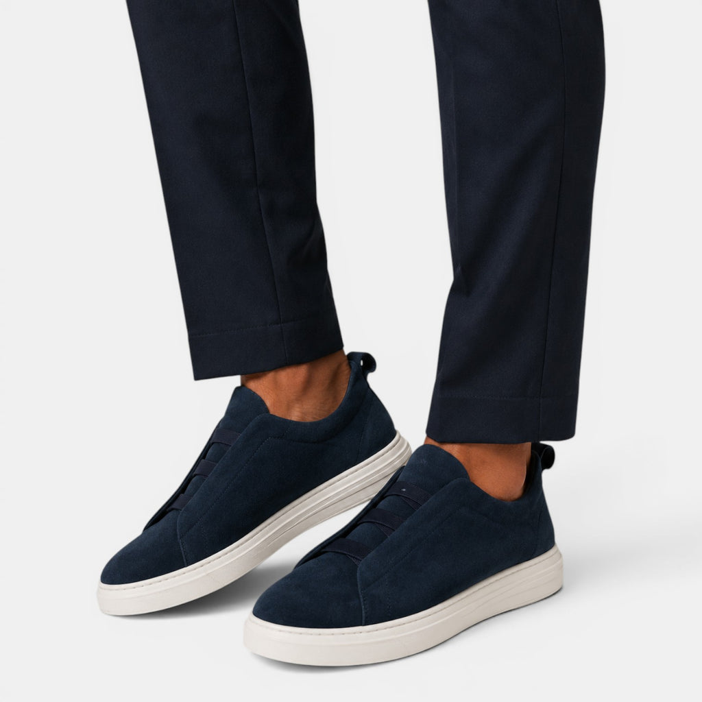 Monvaline | Men’s Suede Slip-On Shoes Easy Fit Casual Trainers