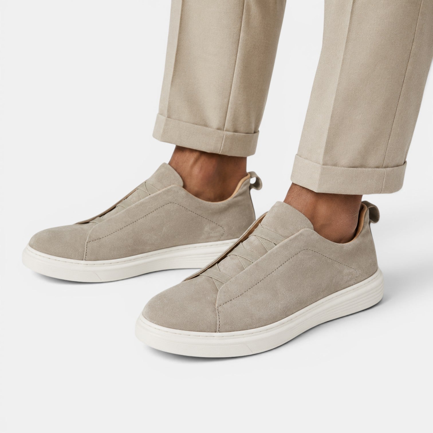 Monvaline | Men’s Suede Slip-On Shoes Easy Fit Casual Trainers