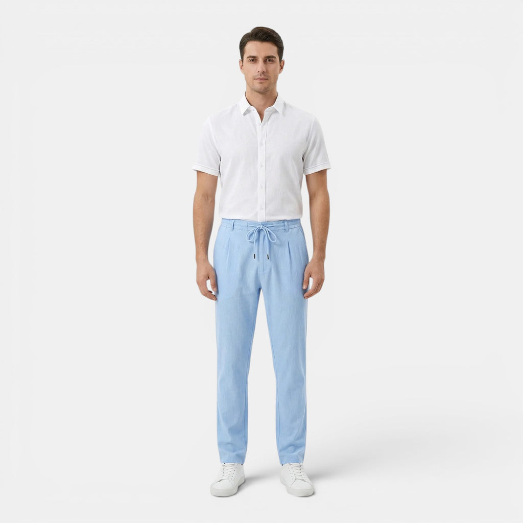Monvaline | Men's Summer Drawstring Trousers Lightweight Straight Leg