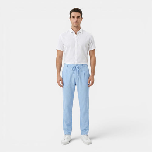 Monvaline | Men's Summer Drawstring Trousers Lightweight Straight Leg