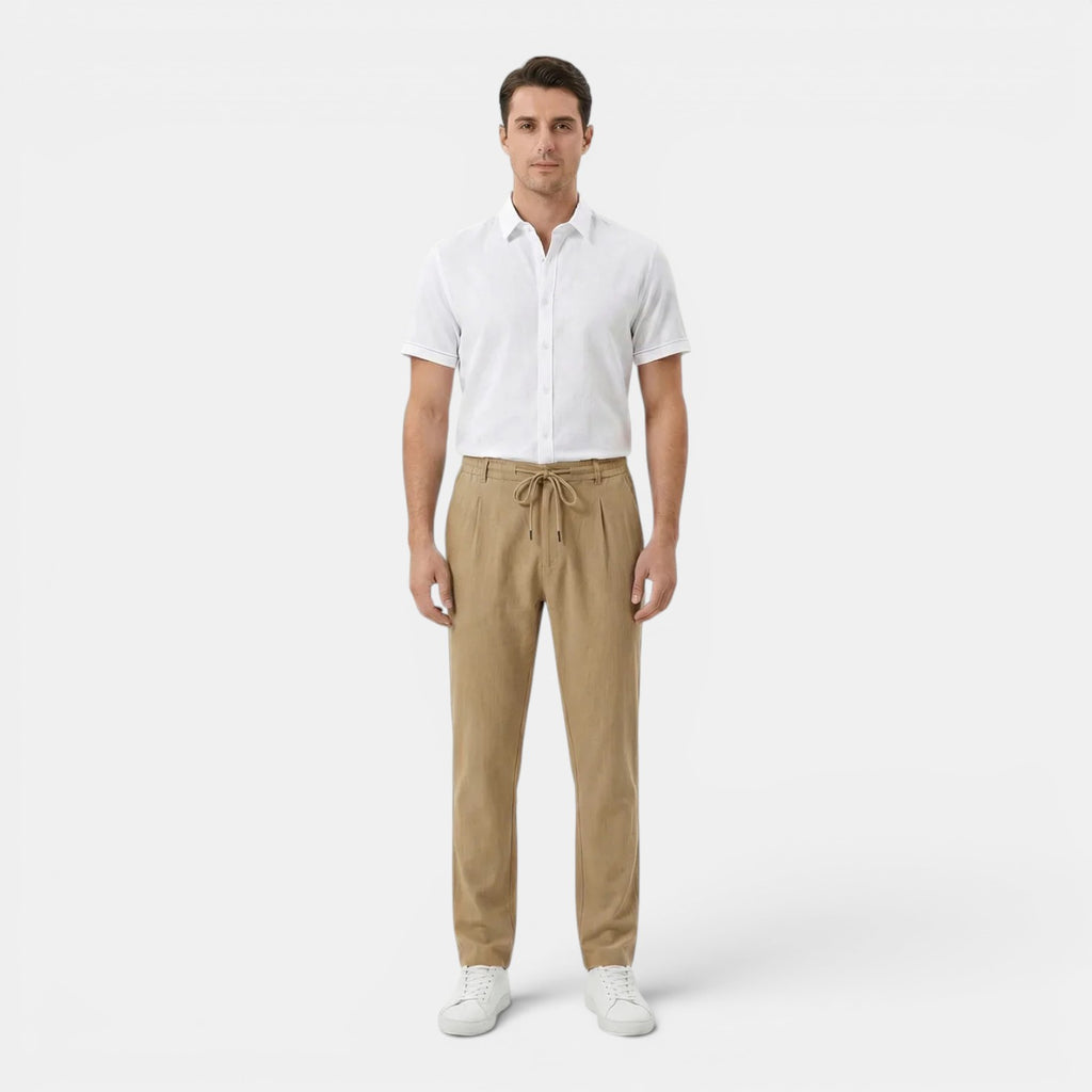 Monvaline | Men's Summer Drawstring Trousers Lightweight Straight Leg