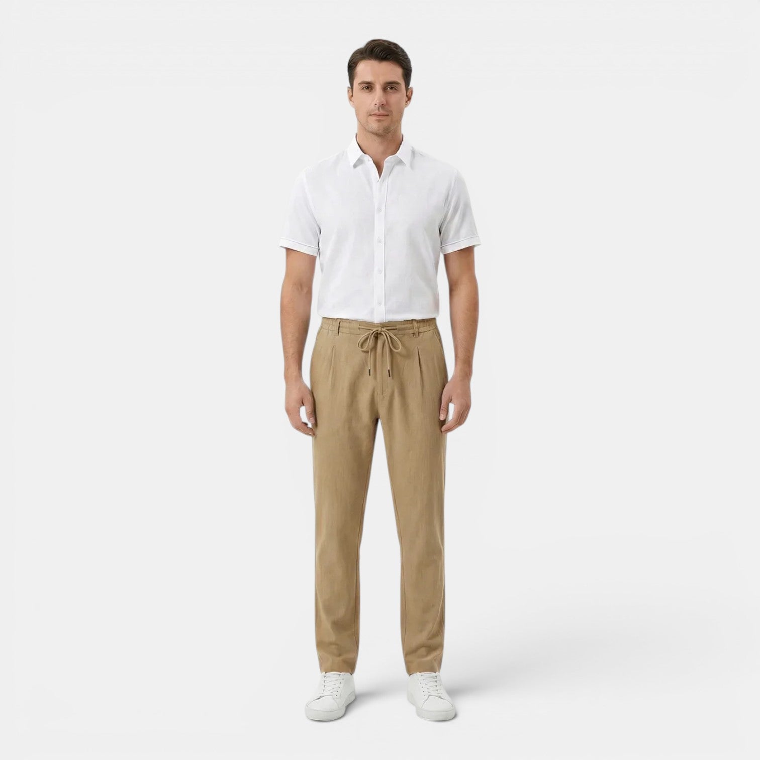 Monvaline | Men's Summer Drawstring Trousers Lightweight Straight Leg