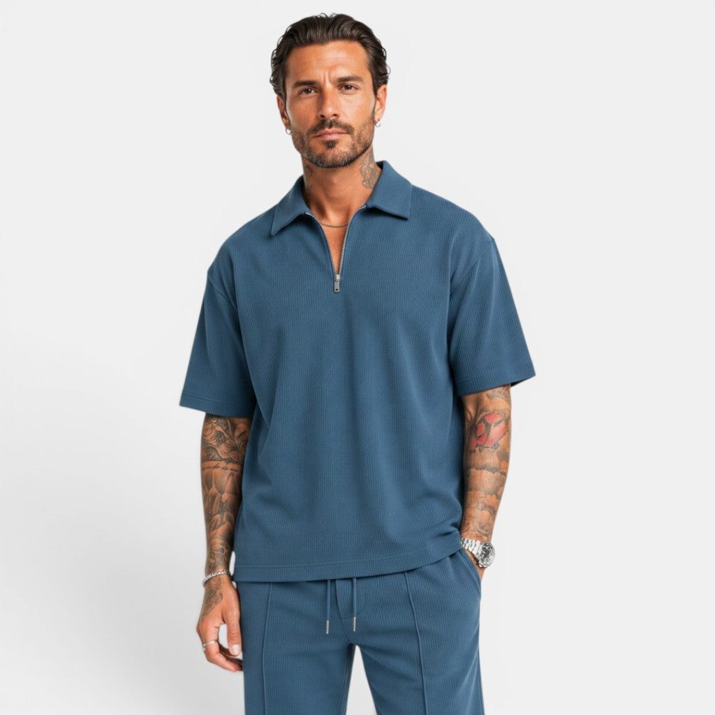Monvaline | Men's Summer Polo & Shorts Set Lightweight Casual Co-Ord