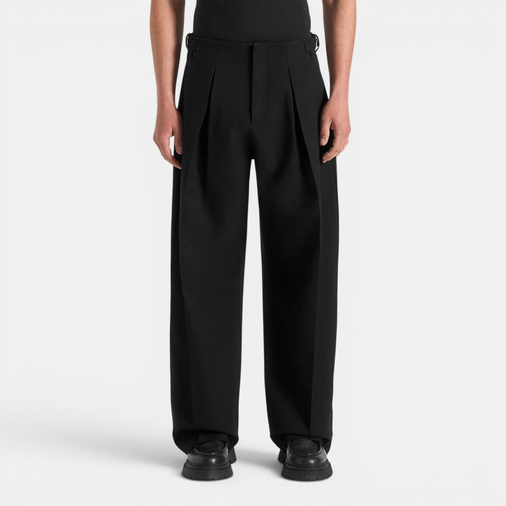 Monvaline | Men’s Wide Leg Box Pleat Trousers – Relaxed Tailored Fit
