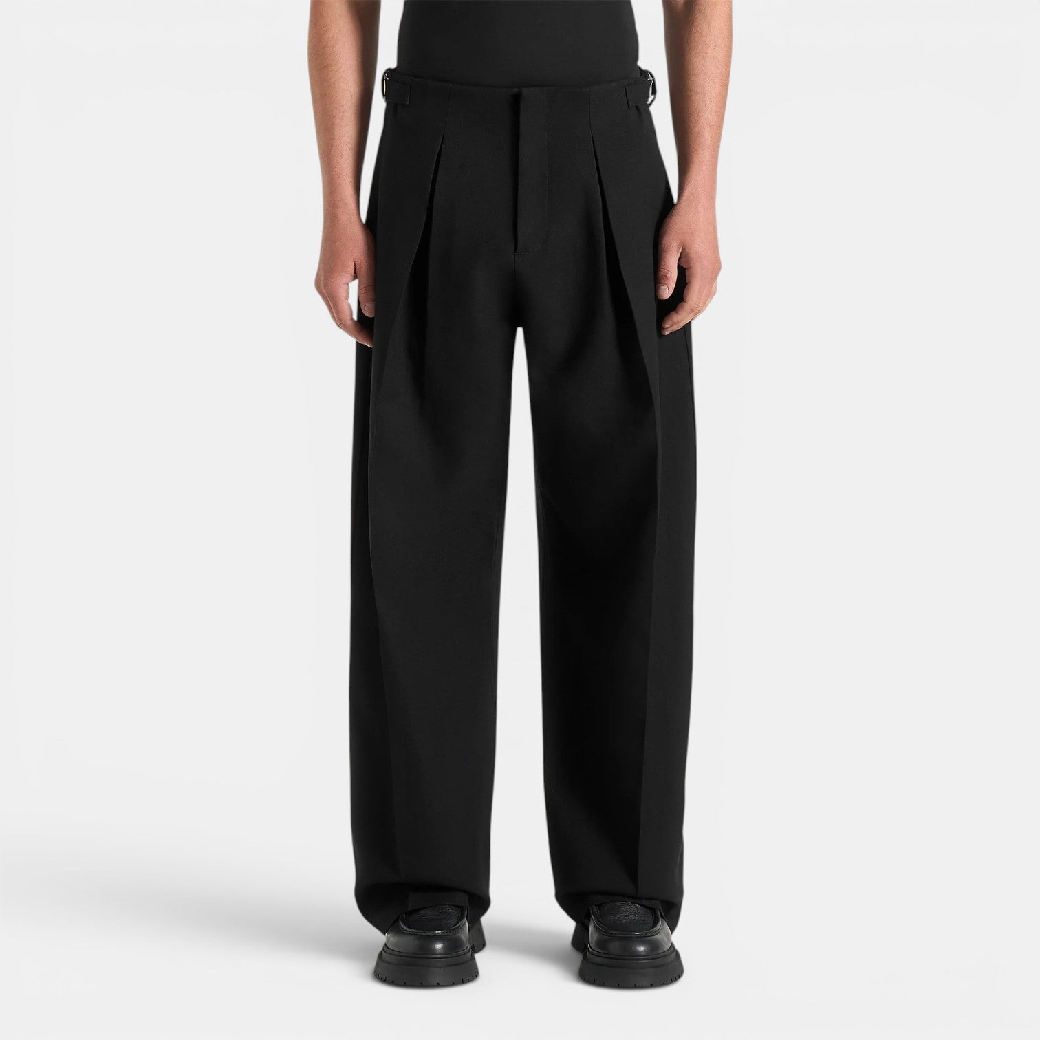 Monvaline | Men’s Wide Leg Box Pleat Trousers – Relaxed Tailored Fit