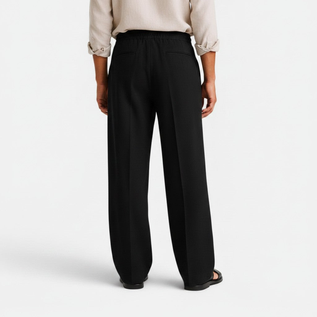 Monvaline | Men's Wide Leg Pants with Pockets – Casual Drawstring Trousers