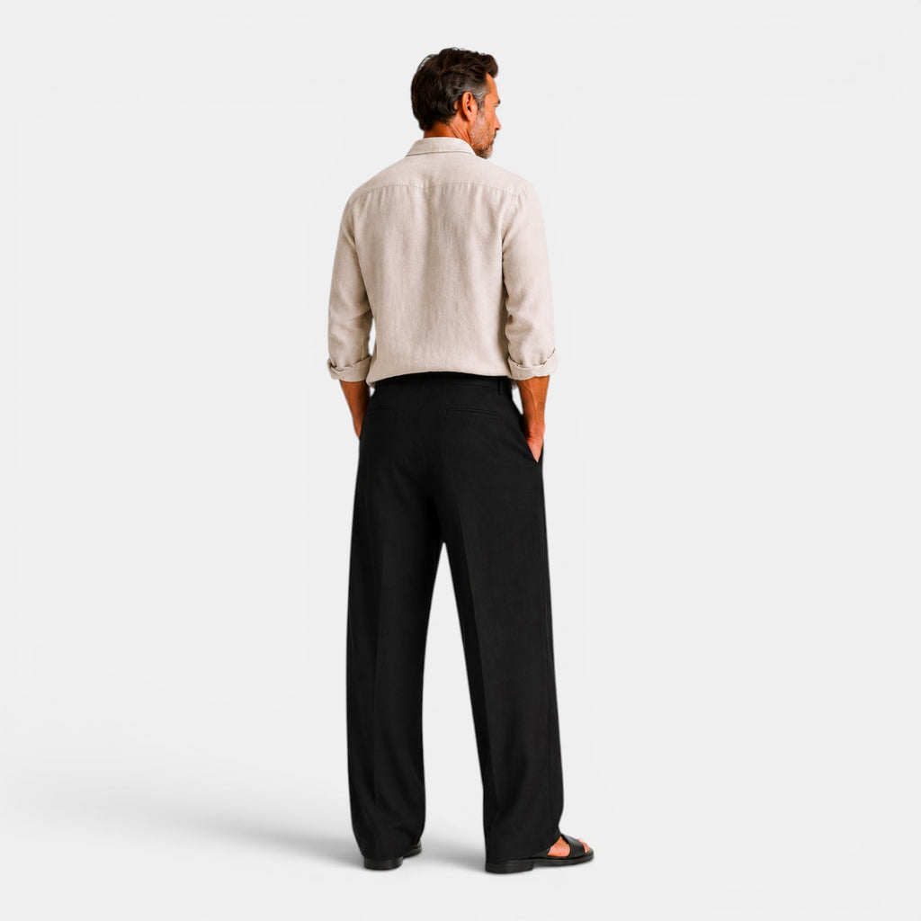 Monvaline | Men's Wide Leg Pants with Pockets – Casual Drawstring Trousers