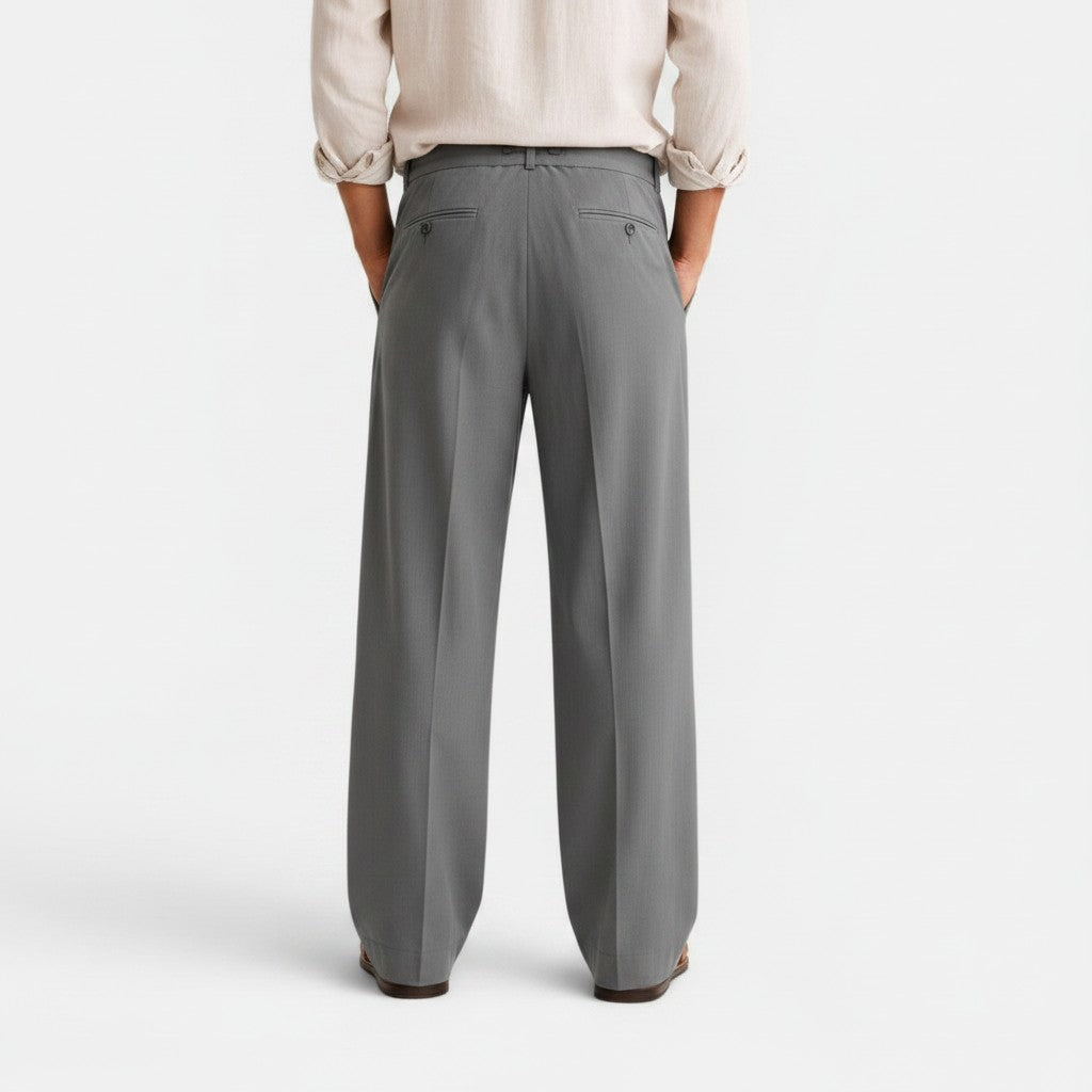 Monvaline | Men's Wide Leg Pants with Pockets – Casual Drawstring Trousers