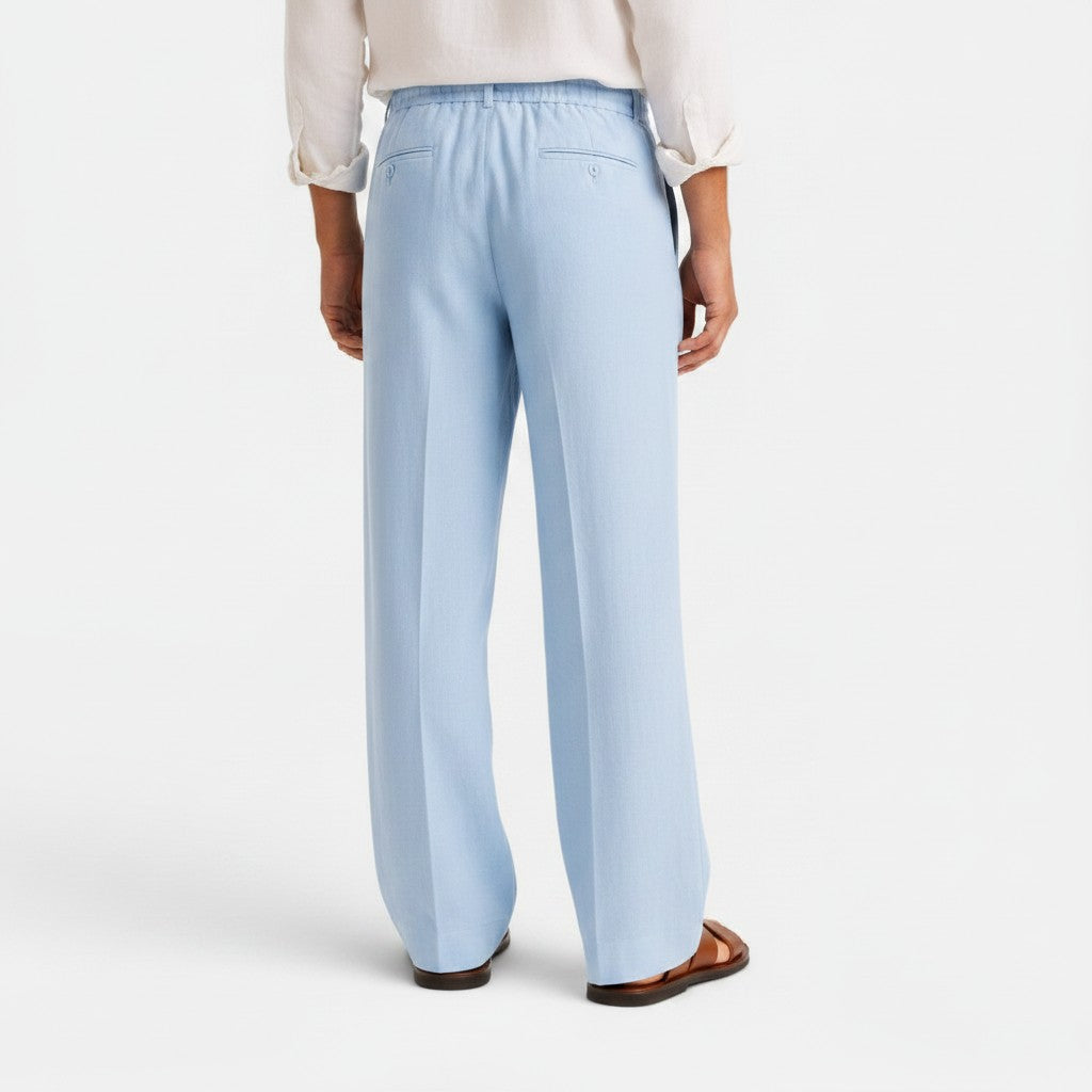 Monvaline | Men's Wide Leg Pants with Pockets – Casual Drawstring Trousers