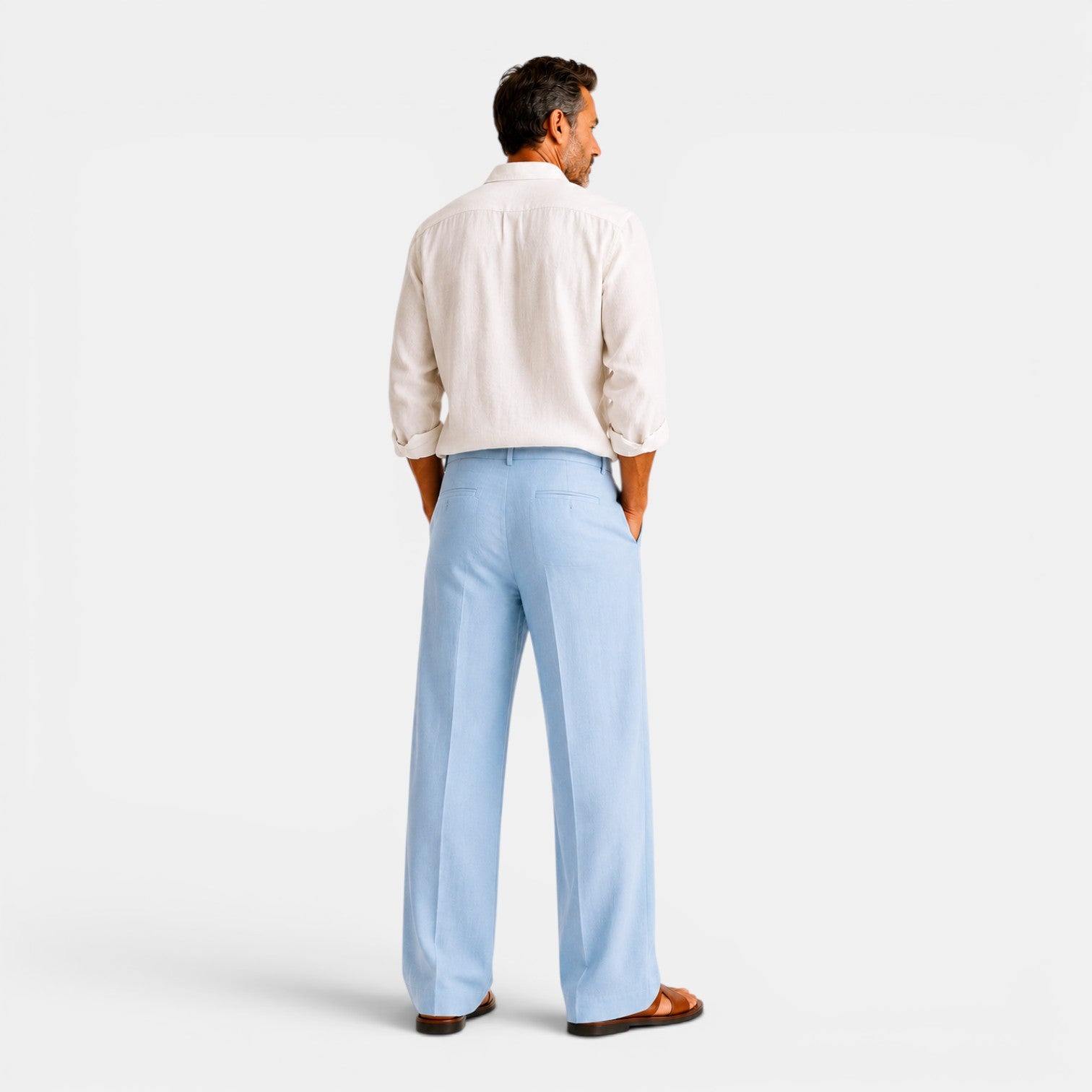 Monvaline | Men's Wide Leg Pants with Pockets – Casual Drawstring Trousers