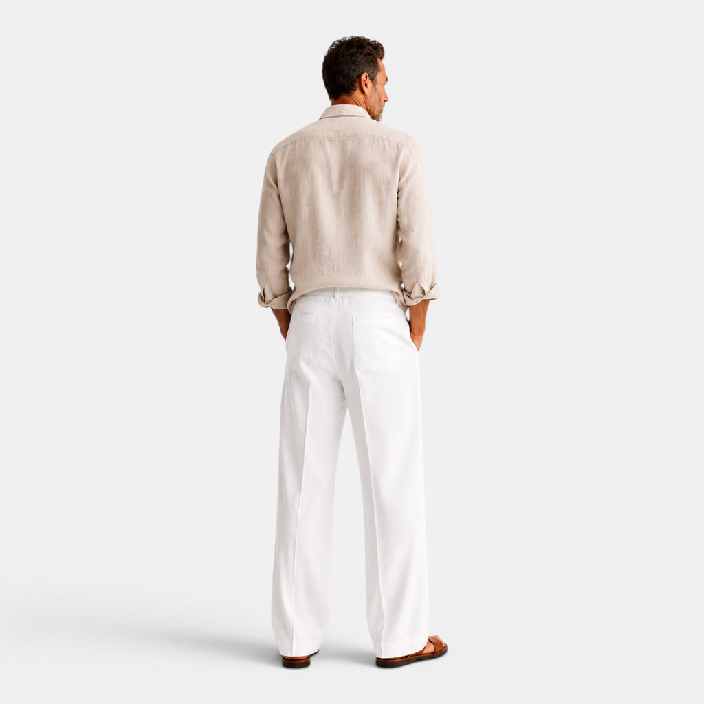 Monvaline | Men's Wide Leg Pants with Pockets – Casual Drawstring Trousers
