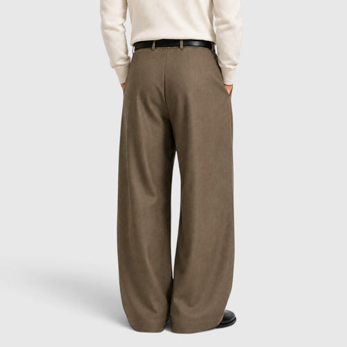 Monvaline | Men's Wide Leg Pleated Trousers – Relaxed Tailored Fit