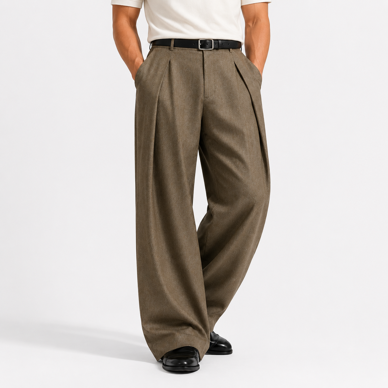 Monvaline | Men's Wide Leg Pleated Trousers – Relaxed Tailored Fit