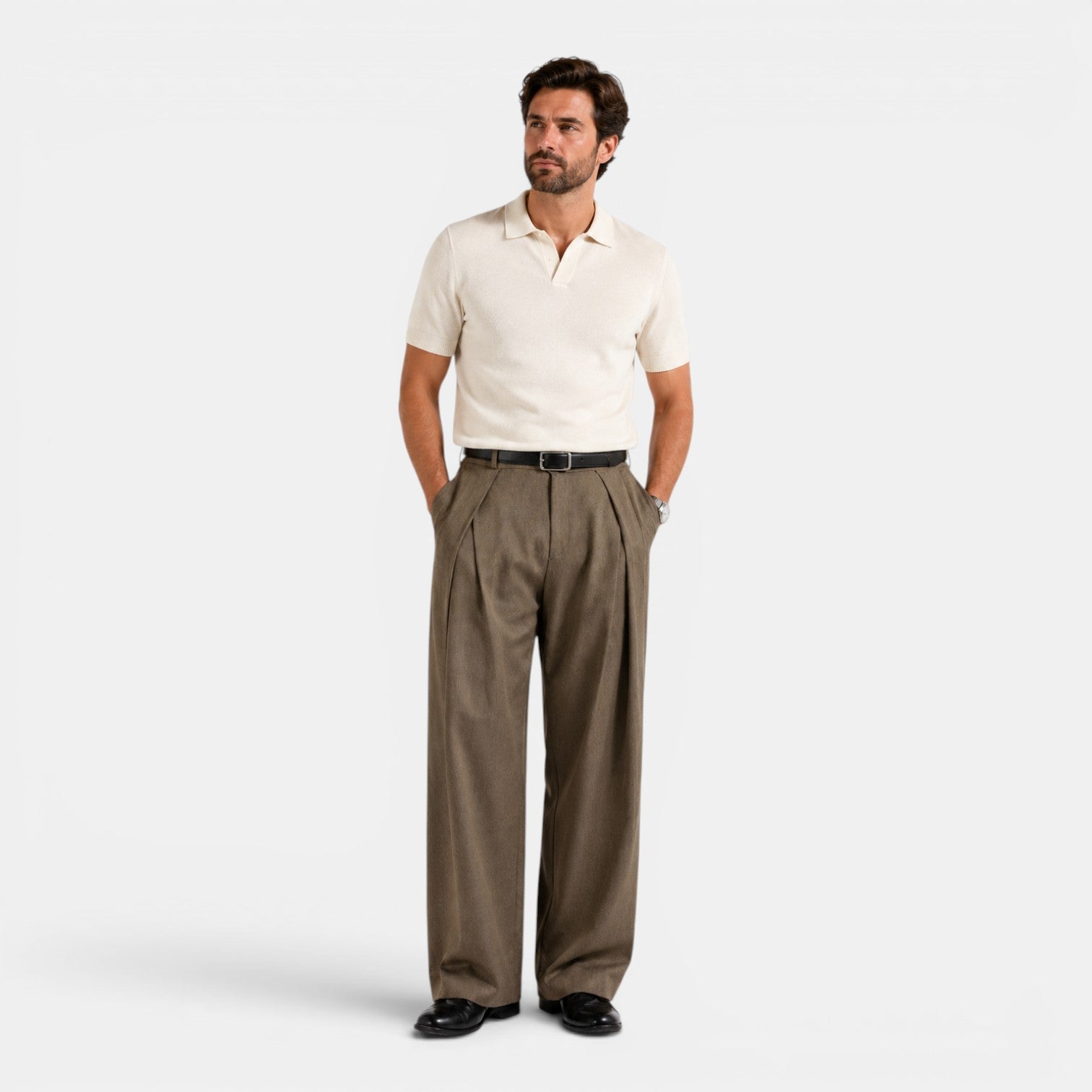 Monvaline | Men's Wide Leg Pleated Trousers – Relaxed Tailored Fit