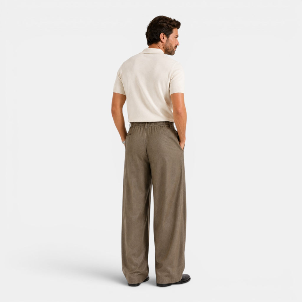Monvaline | Men's Wide Leg Pleated Trousers – Relaxed Tailored Fit