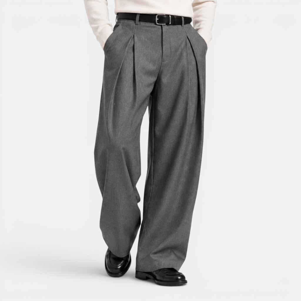 Monvaline | Men's Wide Leg Pleated Trousers – Relaxed Tailored Fit