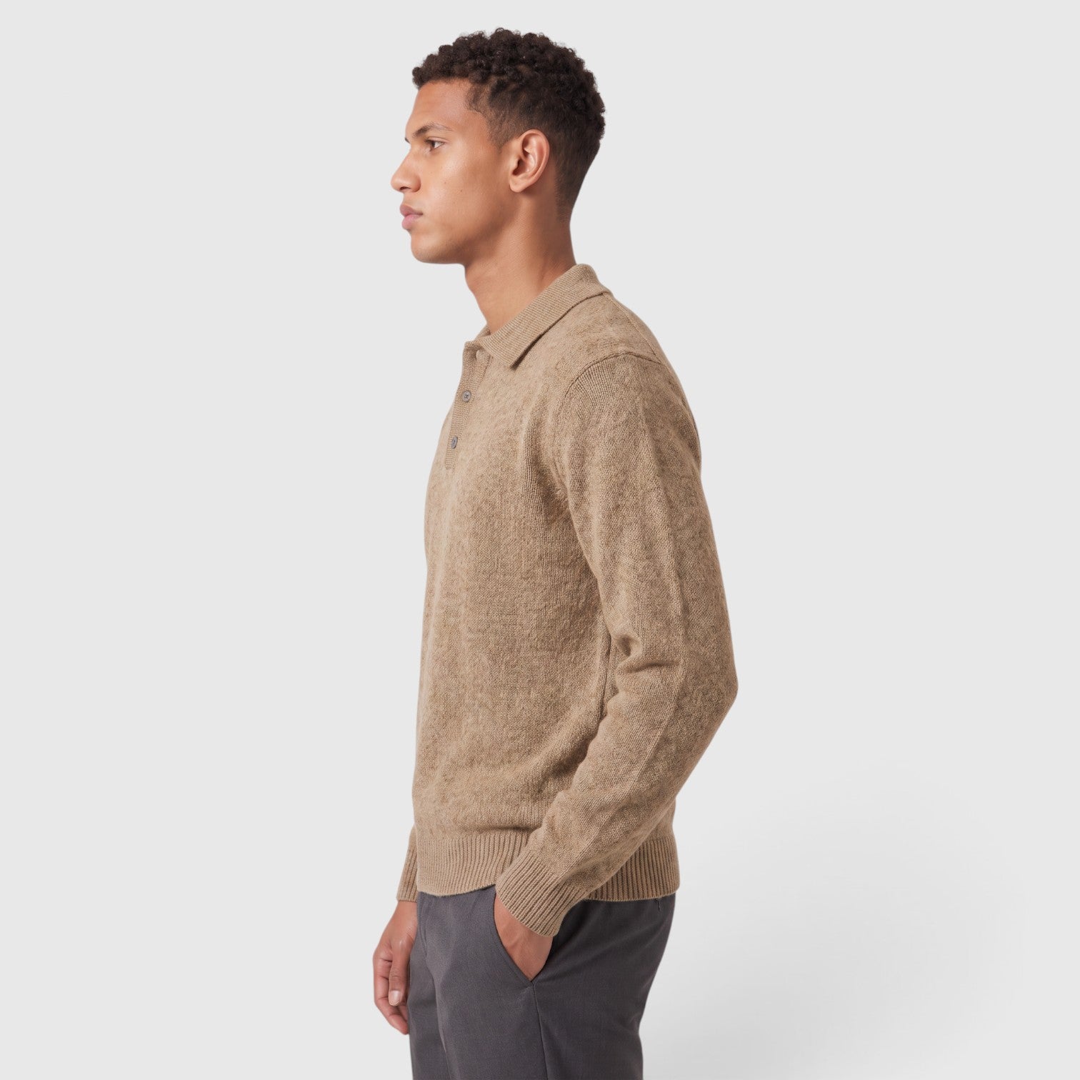 Monvaline | Men's Knitted Acrylic Blend Polo Sweater - Classic Long Sleeve Smart-Casual Jumper