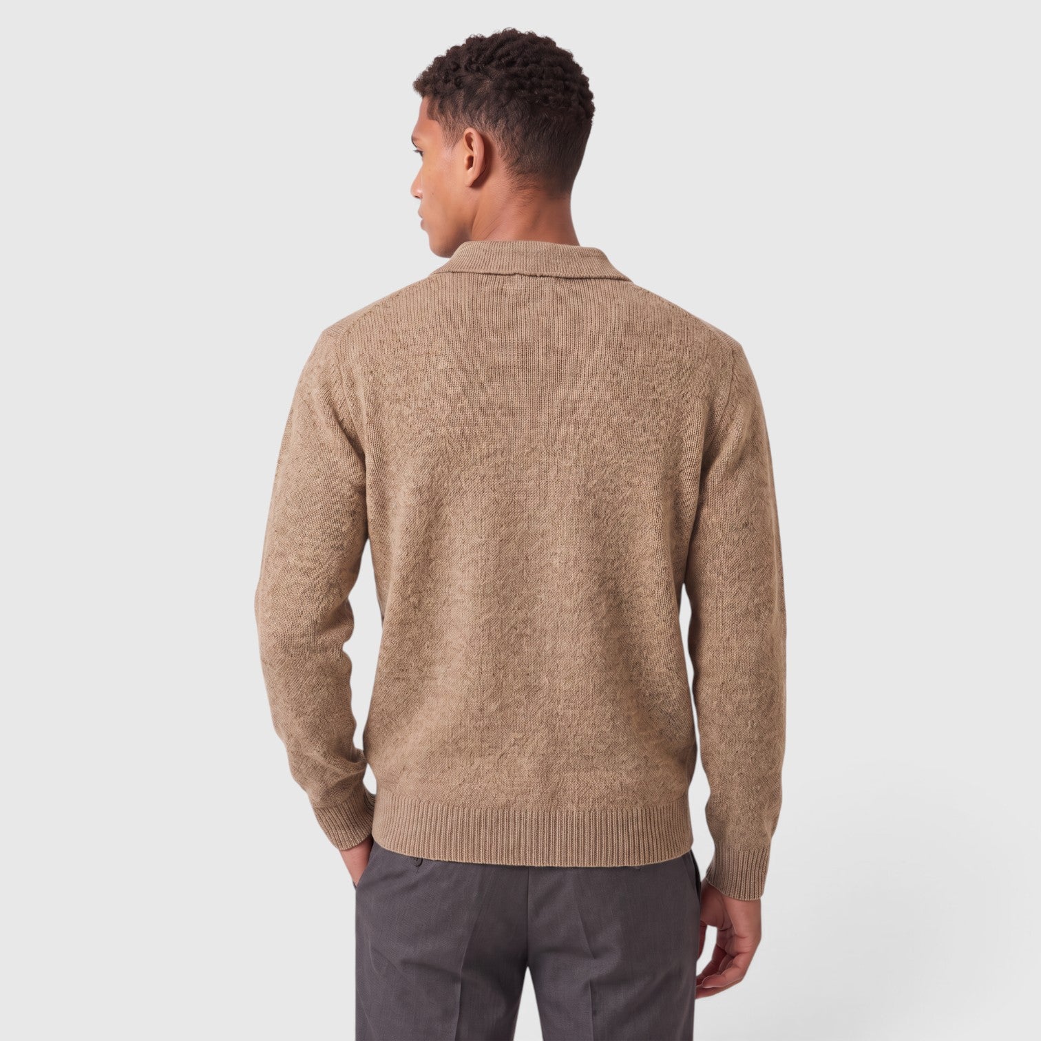 Monvaline | Men's Knitted Acrylic Blend Polo Sweater - Classic Long Sleeve Smart-Casual Jumper