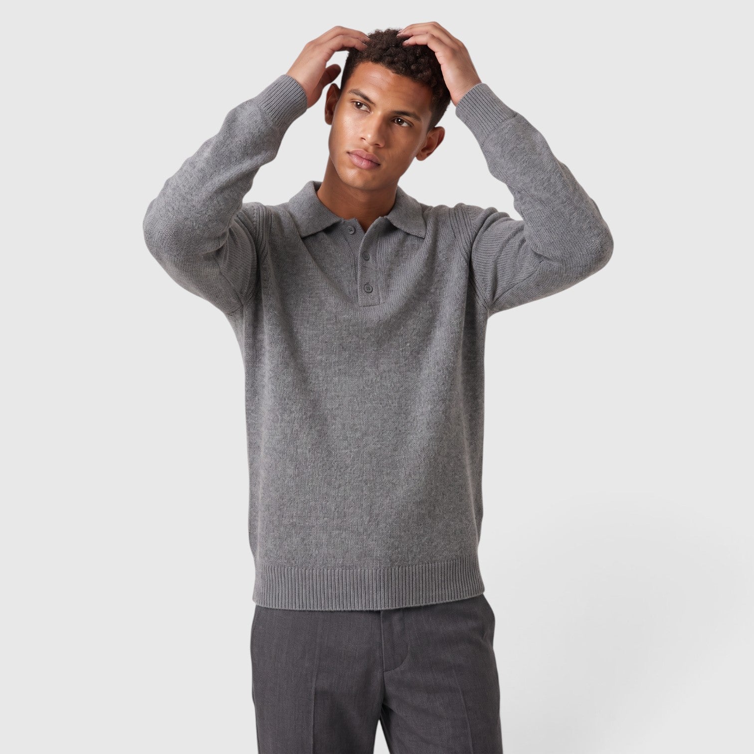 Monvaline | Men's Knitted Acrylic Blend Polo Sweater - Classic Long Sleeve Smart-Casual Jumper