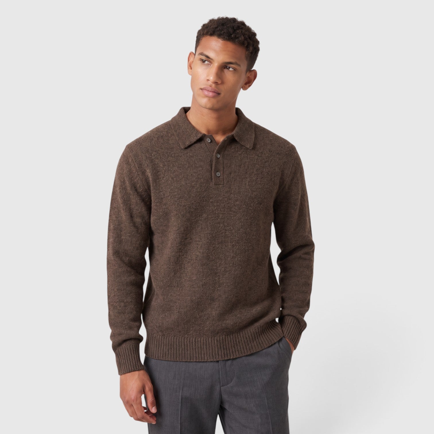 Monvaline | Men's Knitted Acrylic Blend Polo Sweater - Classic Long Sleeve Smart-Casual Jumper