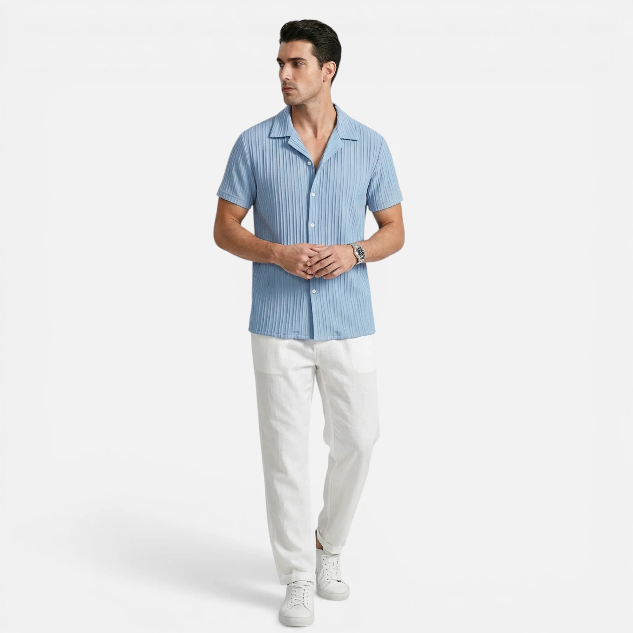 Monvaline | Men’s Linen Blend Co-Ord Set – Comfort Summer Relaxed Fit