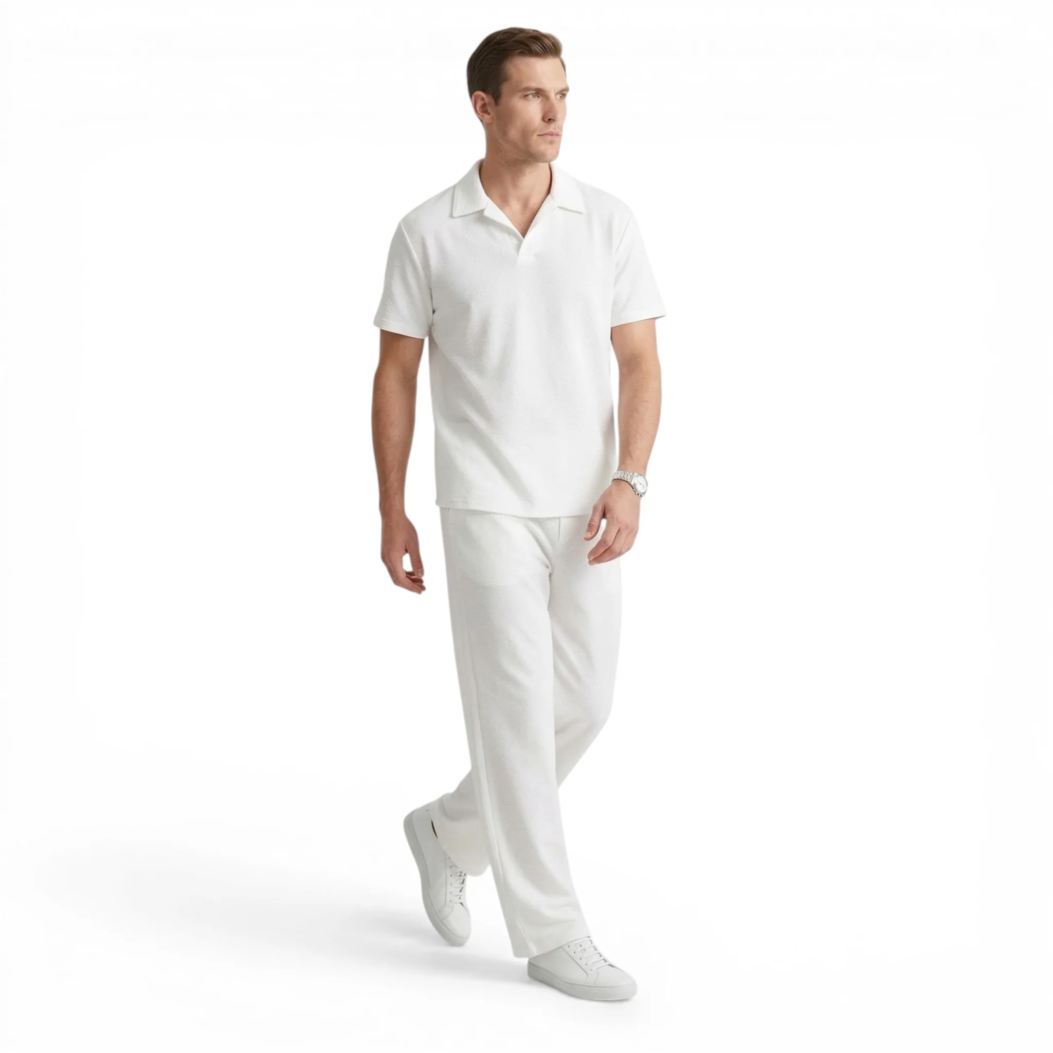 Monvaline | Men’s Cotton Polo & Trousers Set Breathable Summer Classic Fit