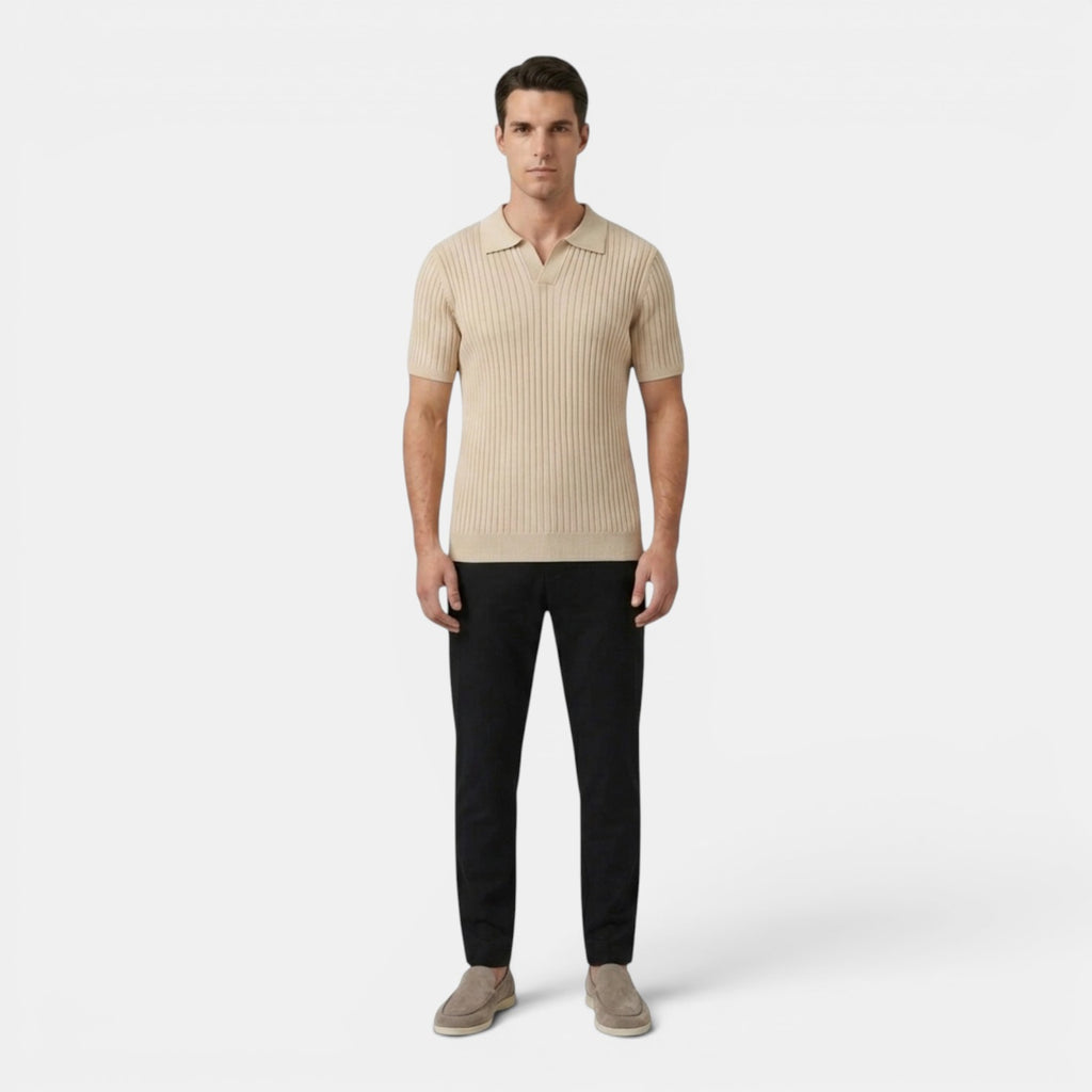 Monvaline | Men’s Slim Fit Knit Polo Shirt Lightweight Summer Casual Wear