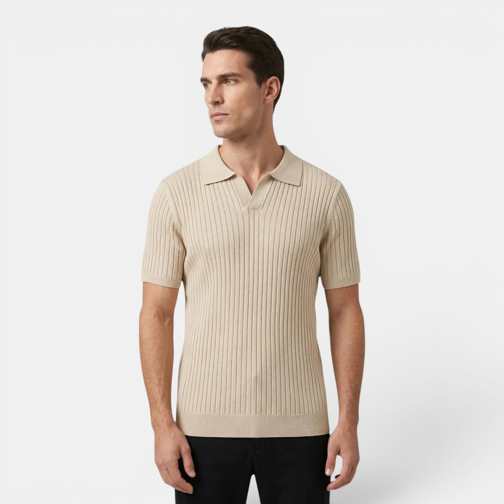 Monvaline | Men’s Slim Fit Knit Polo Shirt Lightweight Summer Casual Wear