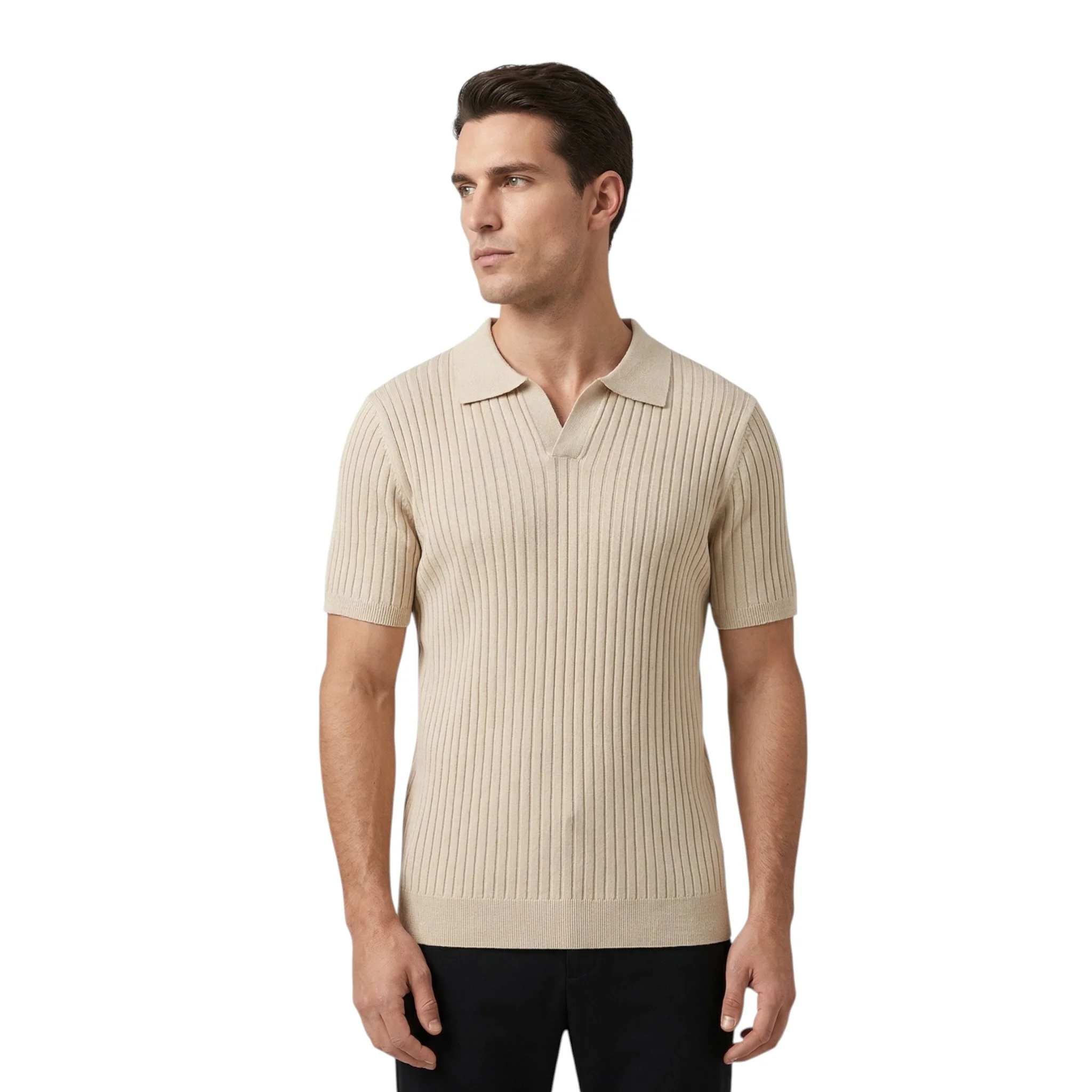 Monvaline | Men’s Slim Fit Knit Polo Shirt Lightweight Summer Casual Wear