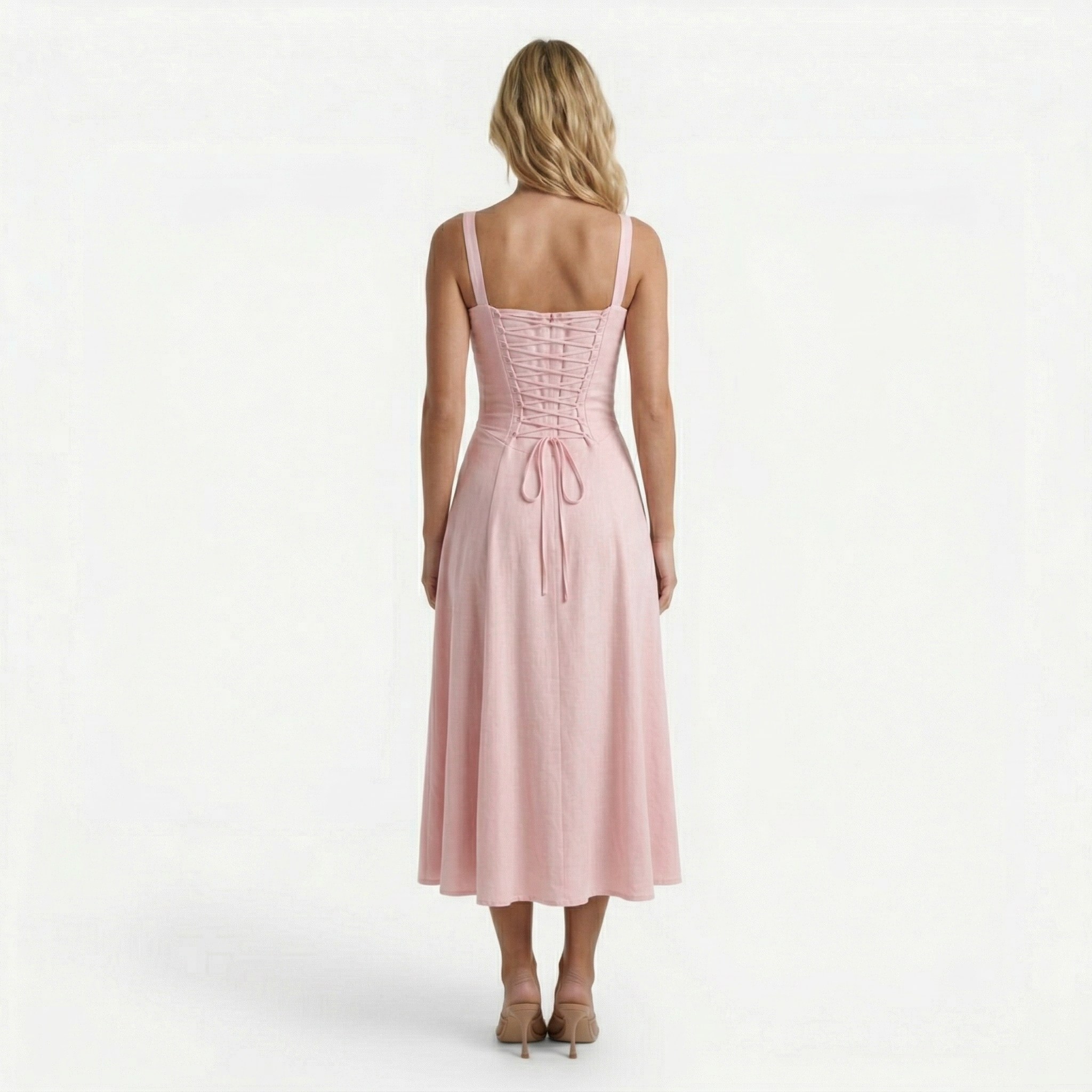 Monvaline | Women’s Summer Corset Midi Dress Slim Fit Floral Lightweight