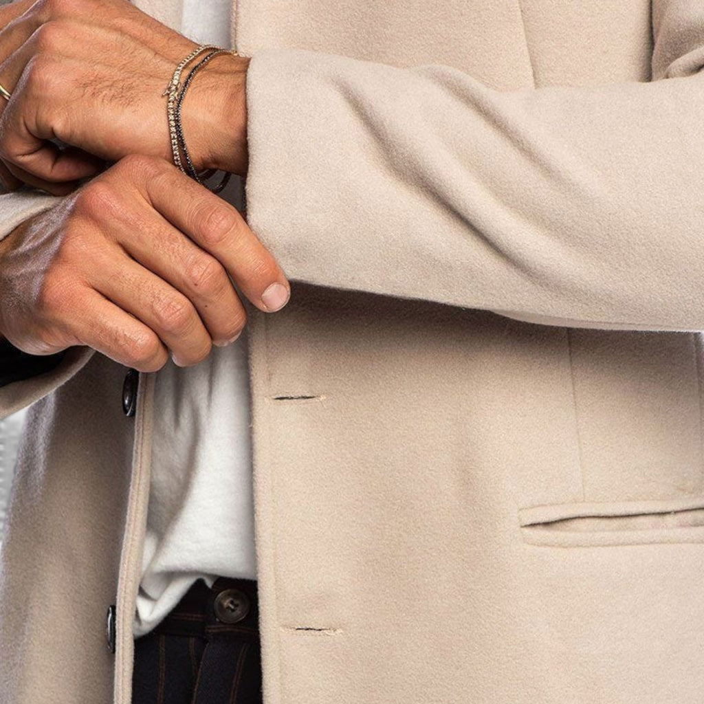 Monvaline | Men’s Beige Slim Fit Coat Single-Breasted Tailored Style