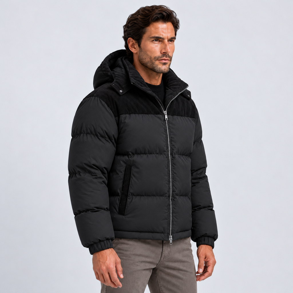 Monvaline | Men’s Puffer Jacket Quilted Coat with Hood for Winter