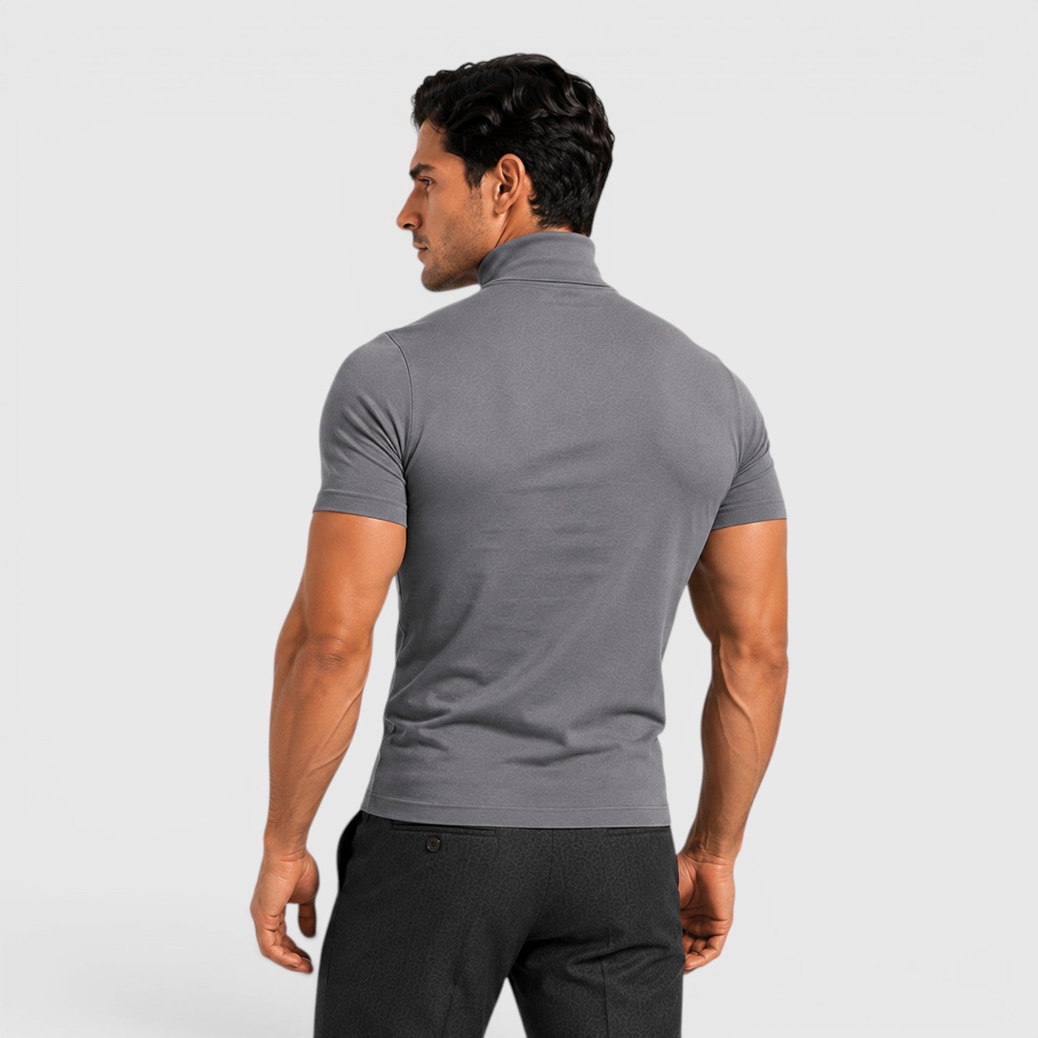 Monvaline | Men's Slim Fit Mock Neck T-Shirt for Smart Casual Summer Wear