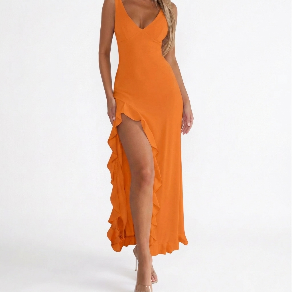 Monvaline | Women’s Backless High Split Dress Slim Fit Evening Party Wear