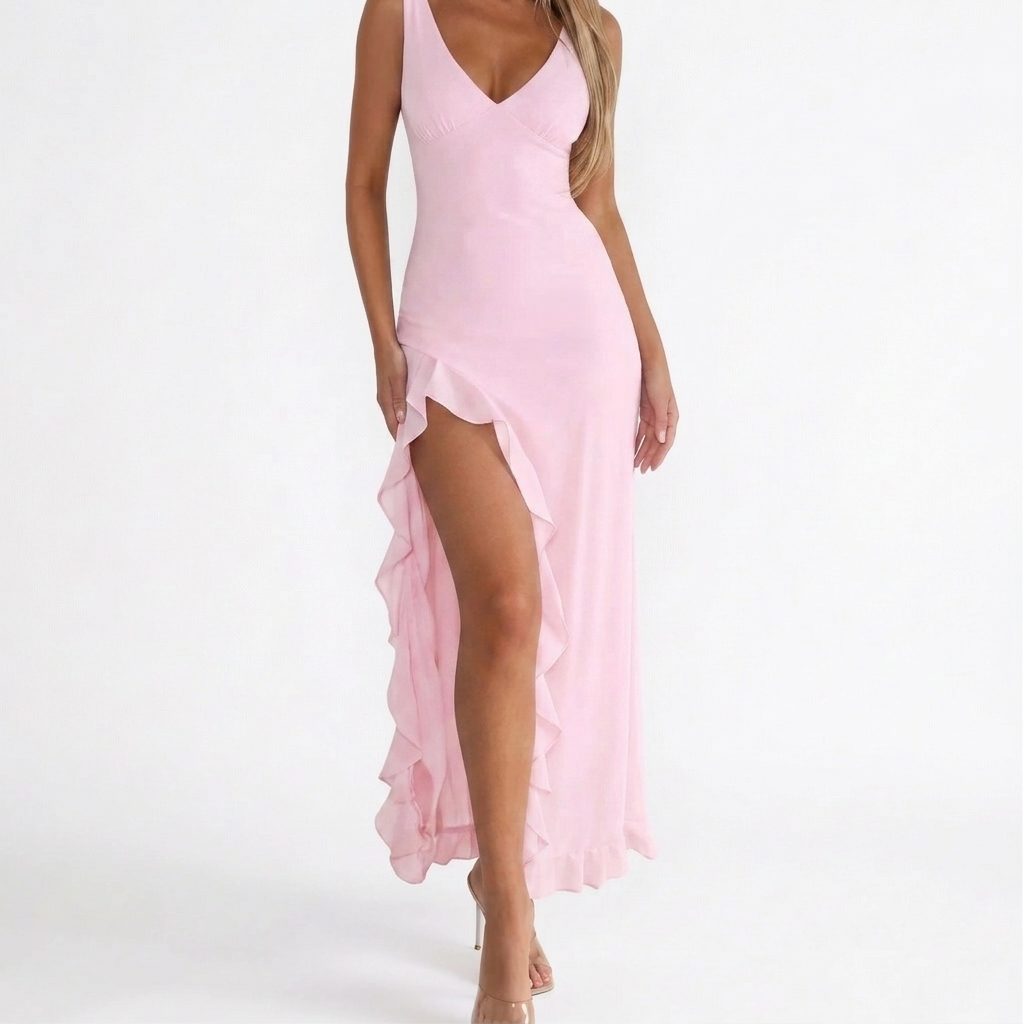 Monvaline | Women’s Backless High Split Dress Slim Fit Evening Party Wear