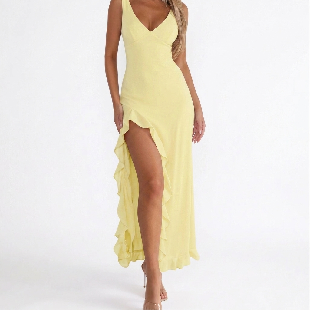 Monvaline | Women’s Backless High Split Dress Slim Fit Evening Party Wear