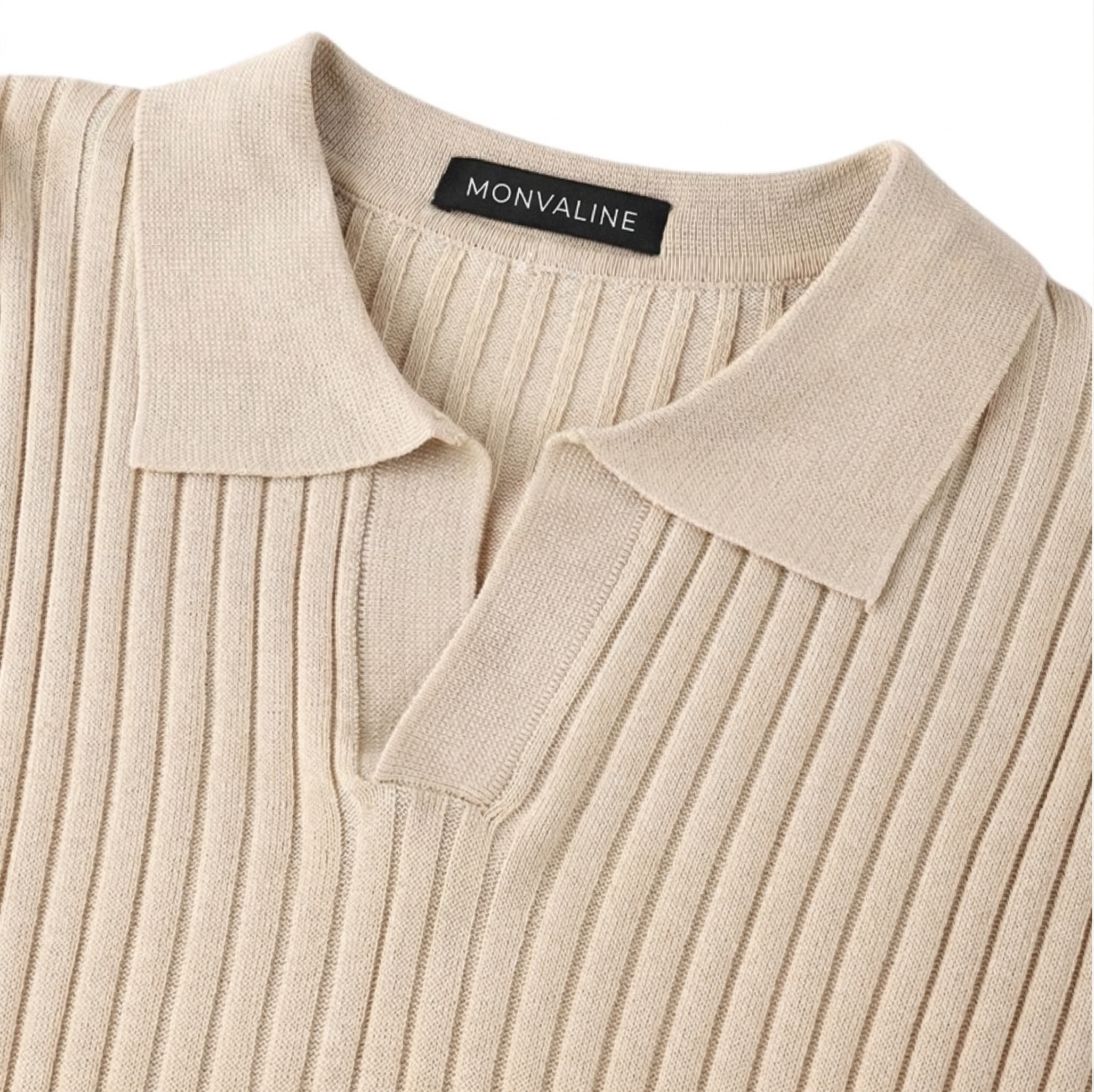 Monvaline | Men’s Slim Fit Knit Polo Shirt Lightweight Summer Casual Wear