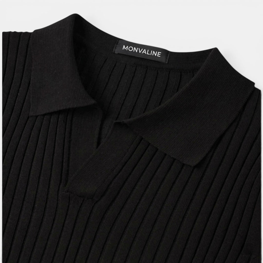 Monvaline | Men’s Slim Fit Knit Polo Shirt Lightweight Summer Casual Wear