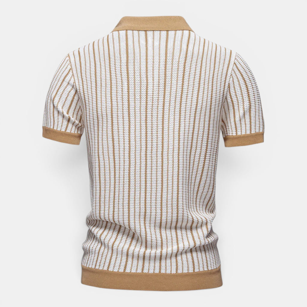 Monvaline | Men's Knitted Striped Shirt Lightweight Summer Relaxed Fit