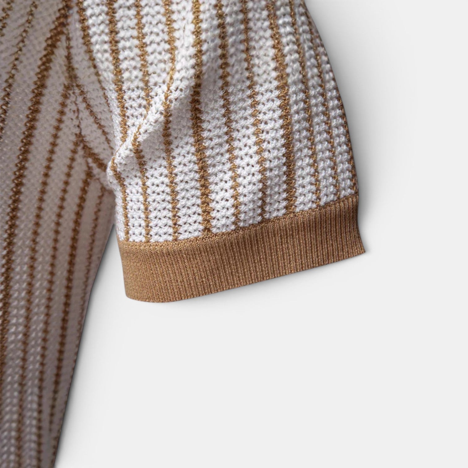 Monvaline | Men's Knitted Striped Shirt Lightweight Summer Relaxed Fit