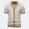 Monvaline | Men's Knitted Striped Shirt Lightweight Summer Relaxed Fit