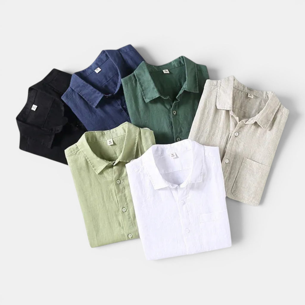 Monvaline | Men’s Linen Shirt for Summer Lightweight Short Sleeve